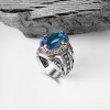925 Sterling Silver Men's Ring with Blue Topaz Stone