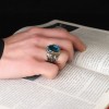 925 Sterling Silver Men's Ring with Blue Topaz Stone