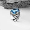 925 Sterling Silver Men's Ring with Blue Topaz Stone