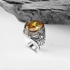 925 Sterling Silver Men's Ring with Citrine Stone