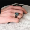 Micro Stone Hand Engraved  925 Sterling Silver Men's Ring