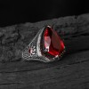 Zircon Stone Hand Engraved  925 Sterling Silver Men's Ring