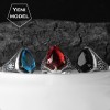 Zircon Stone Hand Engraved  925 Sterling Silver Men's Ring