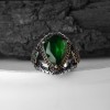 Zircon Stone Hand Engraved  925 Sterling Silver Men's Ring