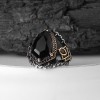 Zircon Stone Hand Engraved  925 Sterling Silver Men's Ring