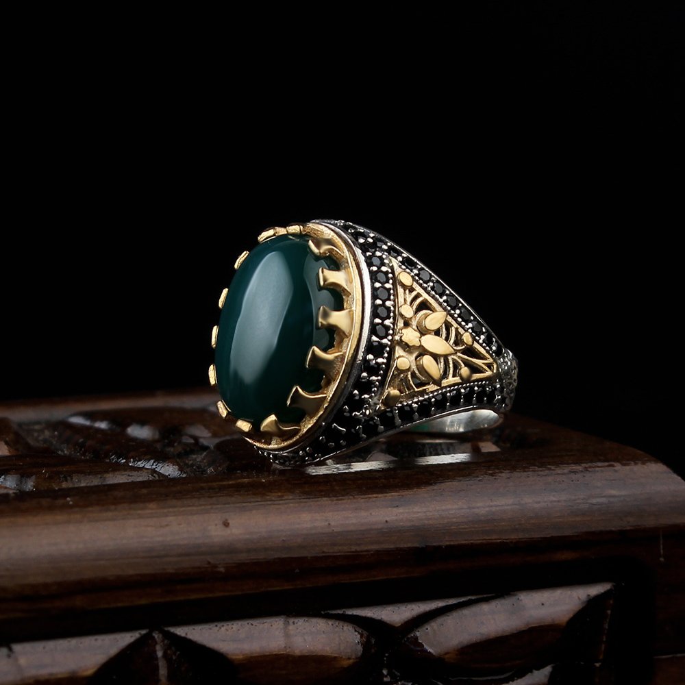 Men's Silver Ring with Agate Stone