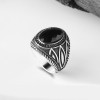 925 Sterling Silver Men's Ring with Black Zircon Stone