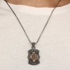 Crescent and Star Model 925 Sterling Silver Men's Necklace