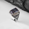 925 Sterling Silver Men's Ring with Mystic Topaz Stone