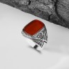 Agate Stone Hand Engraved  925 Sterling Silver Men's Ring