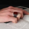 Agate Stone Hand Engraved  925 Sterling Silver Men's Ring