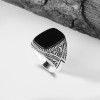 Onyx Stone Hand Engraved  925 Sterling Silver Men's Ring