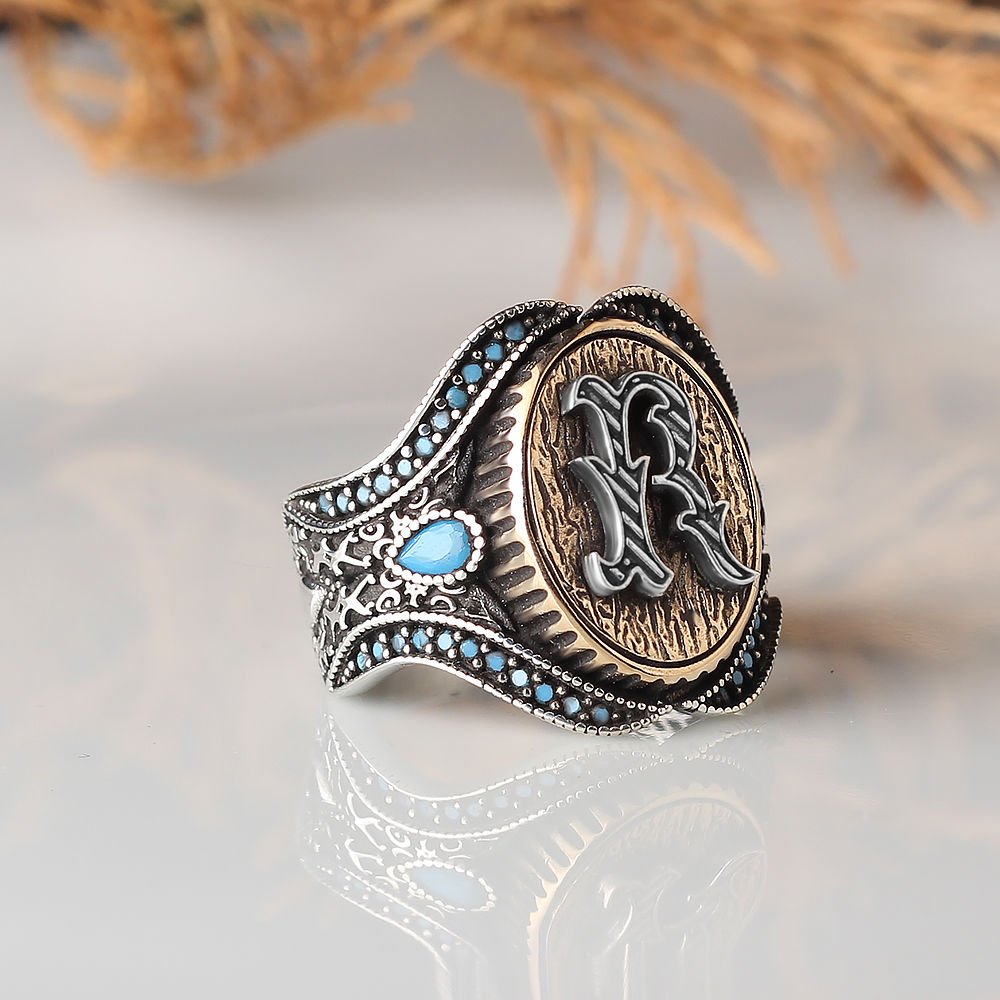 925 Sterling Silver Men's Ring with Personalized Letters
