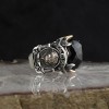 925 Sterling Silver Men's Ring with Lion Symbol and Crystal Cut Zircon Stone