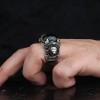 925 Sterling Silver Men's Ring with Lion Symbol and Crystal Cut Zircon Stone