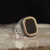 925 Sterling Silver Men's Ring with Onyx Stone