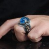 925 Sterling Silver Men's Ring with Lion Symbol and Crystal Cut Zircon Stone