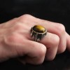 925 Sterling Silver Men's Ring with Tiger Eye Stone