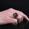 925 Sterling Silver Men's Ring with Ruby Stone