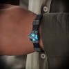 925 Sterling Silver Men's Bracelet with Aquamarine Stone and Leather