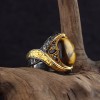 925 Sterling Silver Men's Ring with Rhodium Plated Tiger's Eye Stone