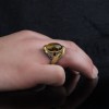 925 Sterling Silver Men's Ring with Rhodium Plated Tiger's Eye Stone