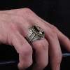 Hand Engraved  Zircon Stone Silver Men's Ring
