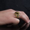 925 Sterling Silver Men's Ring with Rhodium Plated Tiger's Eye Stone