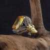 925 Sterling Silver Men's Ring with Rhodium Plated Citrine Stone