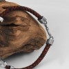 Hand Engraved  Model 925 Sterling Silver Leather Bracelet for Men
