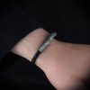 Hand Engraved  Model 925 Sterling Silver Leather Bracelet for Men