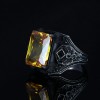925 Sterling Silver Men's Ring with Citrine Stone