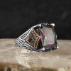925 Sterling Silver Men's Ring with Mystic Topaz Stone