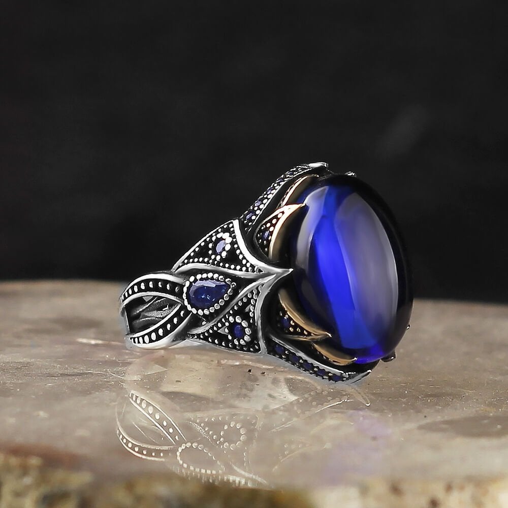 925 Sterling Silver Men's Ring with Zircon Stone