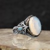 925 Sterling Silver Men's Ring with Moon Stone