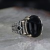 Chain Series 925 Sterling Silver Onyx Stone Men's Ring