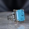 Chain Series 925 Sterling Silver Men's Ring with Paraiba Stone