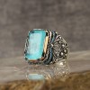 925 Sterling Silver Men's Ring with Paraiba Stone