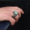 925 Sterling Silver Men's Ring with Paraiba Stone