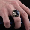 925 Sterling Silver Men's Ring with Blue Tiger's Eye Stone