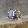 925 Sterling Silver Men's Ring with Paraiba Stone