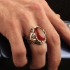 925 Sterling Silver Men's Ring with Agate Stone