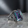 925 Sterling Silver Men's Ring with Mystic Topaz Stone