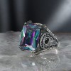 925 Sterling Silver Men's Ring with Mystic Topaz Stone
