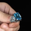 925 Sterling Silver Men's Ring with Blue Topaz Stone