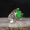 925 Sterling Silver Men's Ring with Green Zircon Stone