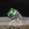 925 Sterling Silver Men's Ring with Green Zircon Stone