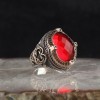 925 Sterling Silver Men's Ring with Garnet Stone