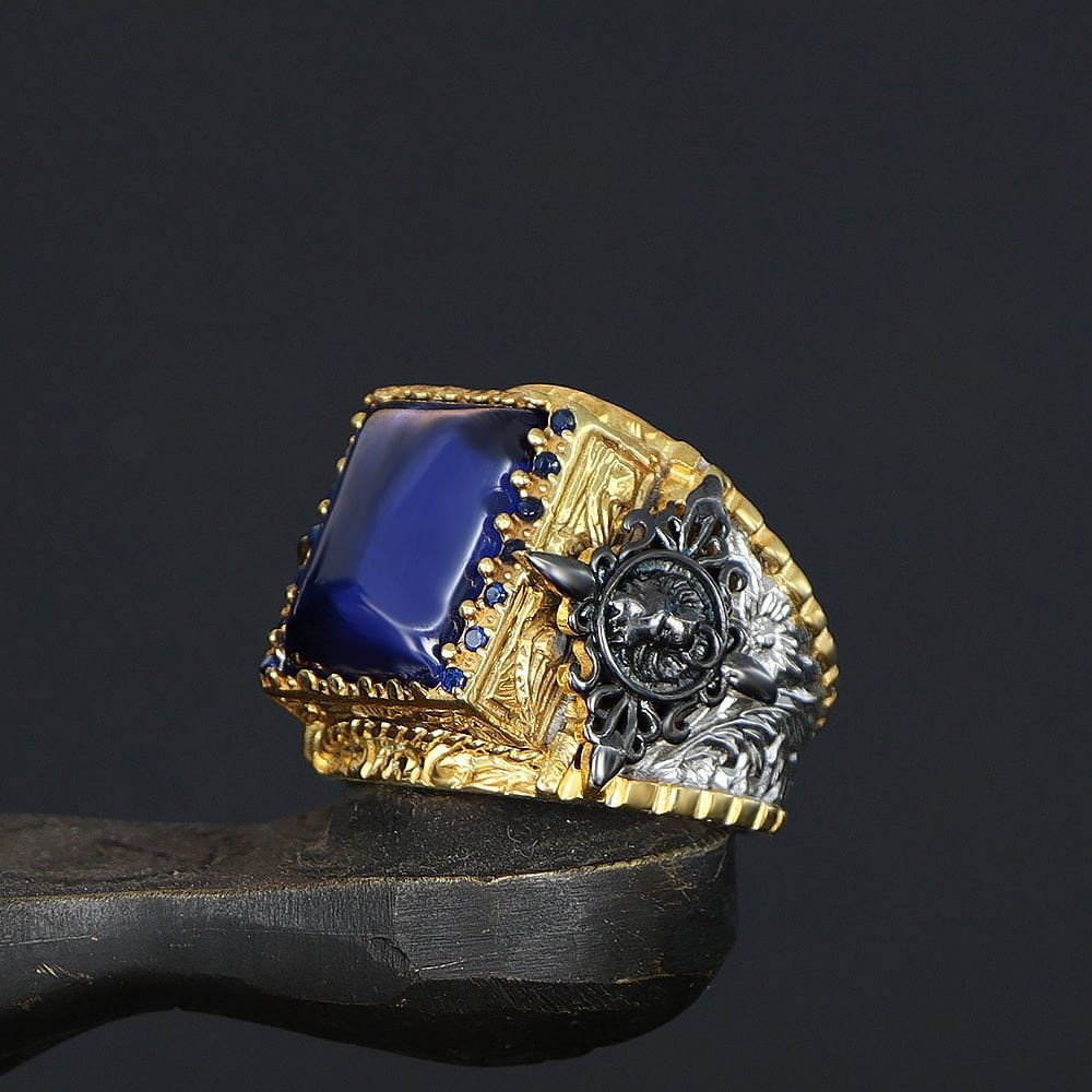 Zircon Stone Rhodium Plated 925 Sterling Silver Men's Ring