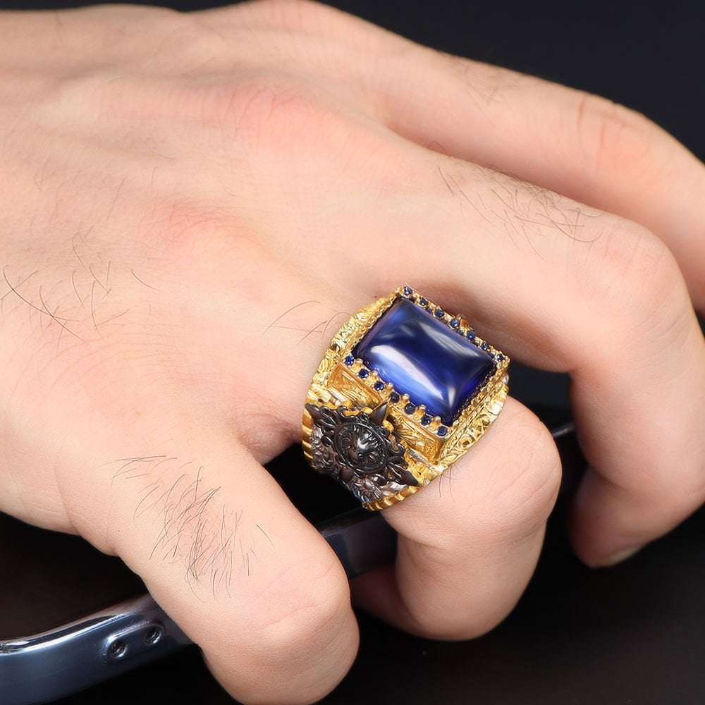 Zircon Stone Rhodium Plated 925 Sterling Silver Men's Ring